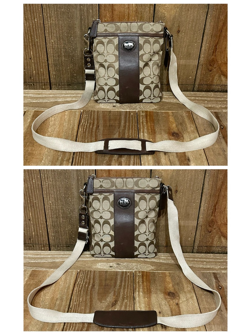 Coach. Sutton Signature Swingpack Crossbody Bag & Signature Monogram Wristlet. - Picture 10 of 16